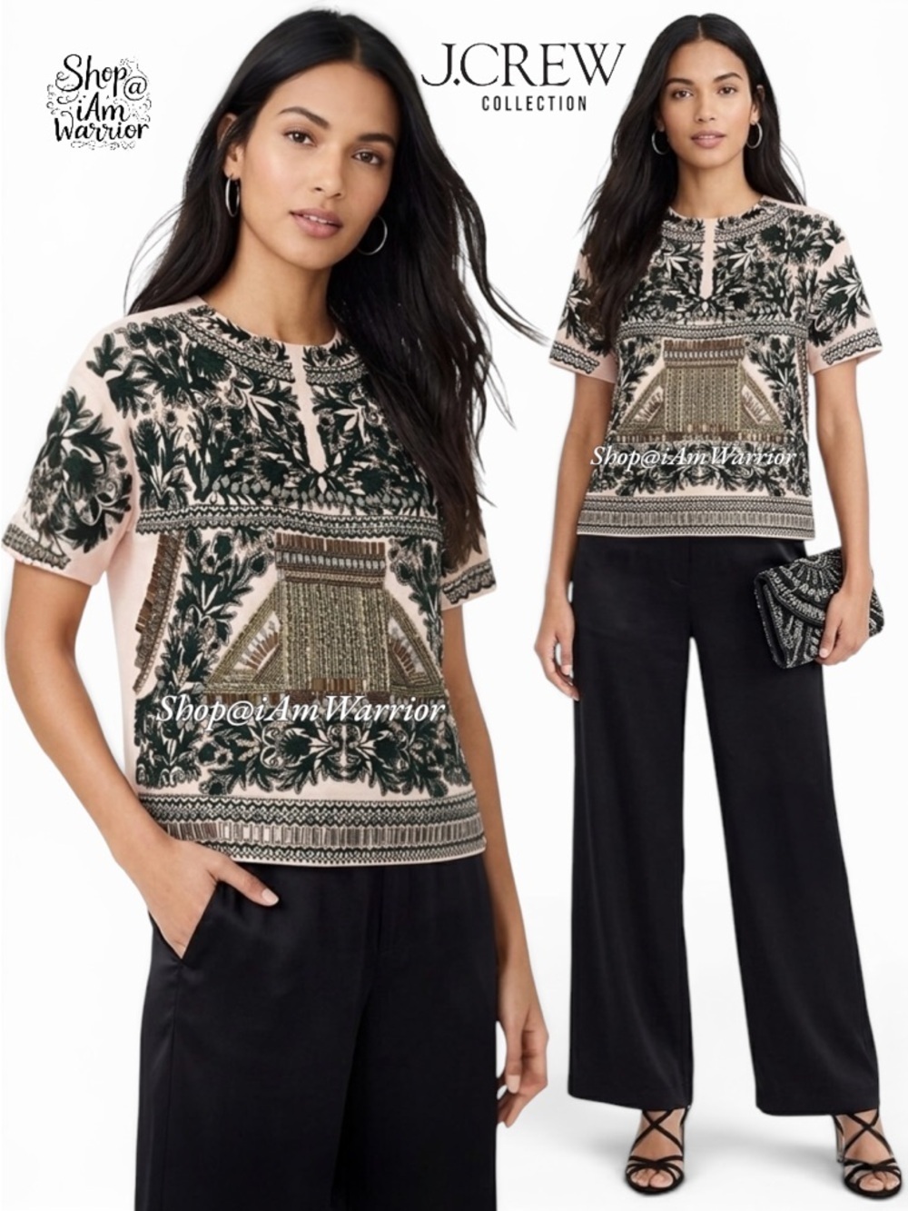 J.Crew Collection sequin hand beaded silk embroidered sweater *shop@iamwarrior